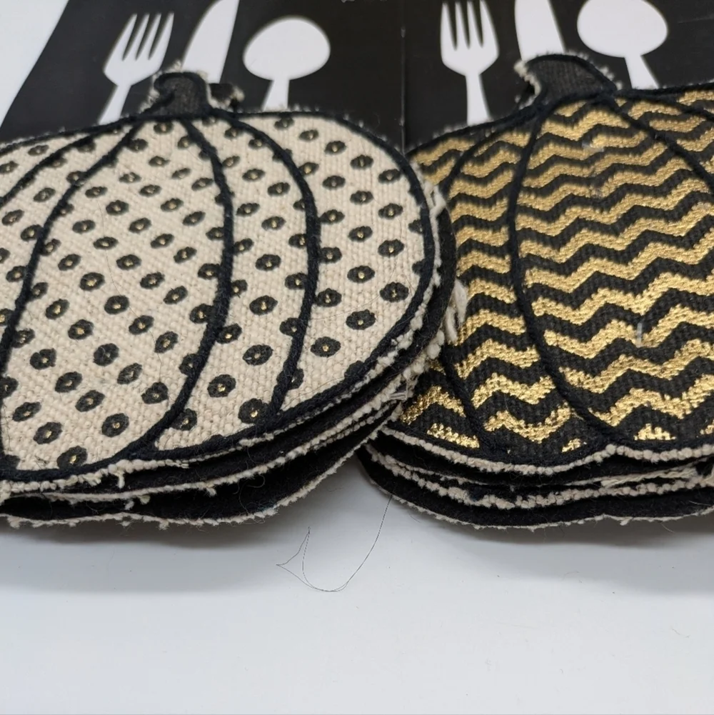 NWT Nicole Miller Black Gold Pumpkin Utensil Holders 6 Packs Of 4 (24 Total)